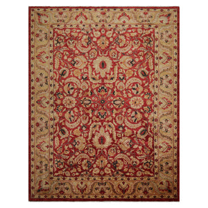 8'11" x 11'8" Hand Knotted Stone Wash Peshawar Vegetable Dyes Oriental Area Rug Rusty Red