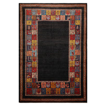 8'1"x 11'8" Hand Knotted Wool Gabehh Kashkuli 200 KPSI Oriental Area Rug Charcoal