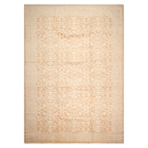 10'x14' Beige Hand Knotted Transitional Antique Reproduction Tibetan 100% Wool Oriental Area Rug