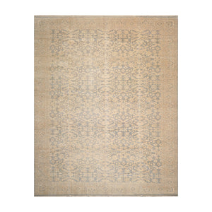 10' x 14' Hand Knotted Wool Antique Reproduction Erased Pattern Area Rug Beige