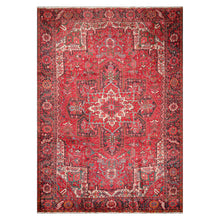 9'7'' x 13'5'' Antique Hand Knotted 100% Wool Herizz Oriental Area Rug Red