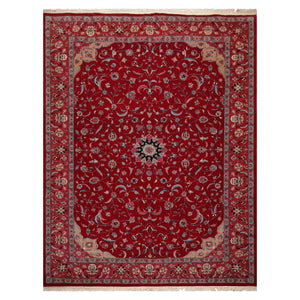 9'3'' x 12'4'' Hand Knotted Wool Tabrizz Samover 250 KPSI Oriental Area Rug Red