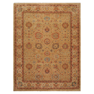 9' x 11'10" Hand Knotted 100% Wool Pak-Parsian 16/18 300 KPSI Area Rug Tan