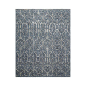 8'x10' Blue Hand Knotted Transitional Oriental 100% Wool Oriental Area Rug