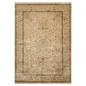 6'2" x 8'10" Hand Knotted 100% Silk Traditional 250 KPSI Oriental Area Rug Beige