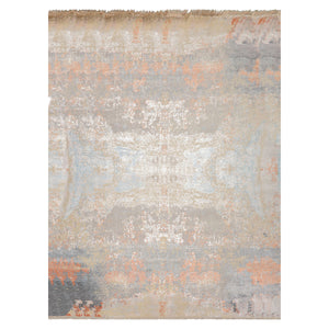 9x12 Hand Knotted Sherpa Wool and Silk Modern & Contemporary Oriental Area Rug Beige Taupe Color