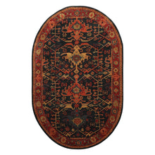 Handmade Multi Size 100% Wool Dark Blue Oriental Area Rug