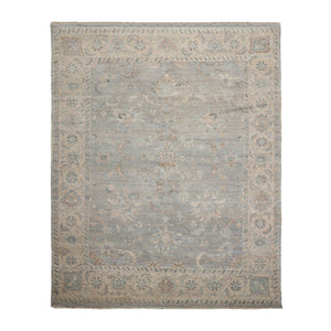 Gray Hand Knotted Traditional Afghan Oushak Wool Oriental Rug, LoomBloom 8'x10'