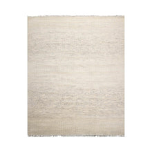 8'x10' Beige Hand Knotted Modern Geometric Tibetan Wool and Bamboo Silk Oriental Area Rug