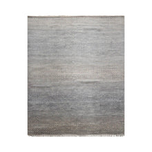 8'x10' Slate Hand Knotted Modern Geometric Tibetan Wool and Bamboo Silk Oriental Area Rug