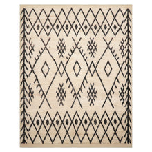 5x7 Hand Knotted Afghan Moroccan 100% Wool Modern & Contemporary Oriental Area Rug Ivory Black Color