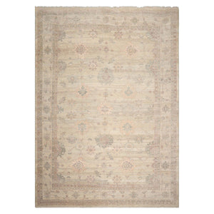 10x14 Hand Knotted Afghan  Oushak  100% Wool Traditional Oriental Area Rug Moss Beige Color