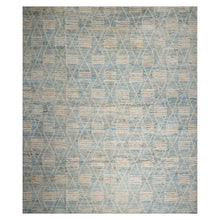 LoomBloom 13'7''x15'11" Blue Hand Knotted Afghan Moroccan Modern & Contemporary Tribal Wool Oriental Area Rug