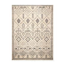 9'2''x11'7" Ivory Hand Knotted Afghan Moroccan Modern & Contemporary Tribal wool Oriental Area Rug