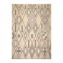 10'6''x13'10" Ivory Hand Knotted Afghan Moroccan Modern & Contemporary Tribal wool Oriental Area Rug