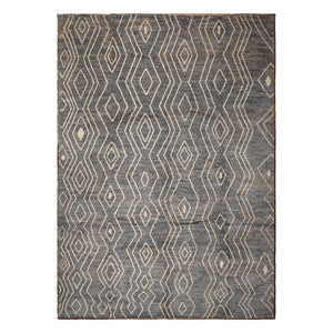 10'1''x13'7" Slate Hand Knotted Afghan Moroccan Modern & Contemporary Tribal wool Oriental Area Rug