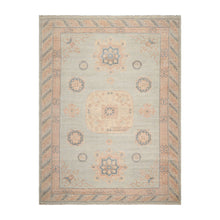 9'x12' Pale Aqua Hand Knotted Afghan Oushak Traditional Wool Oriental Area Rug