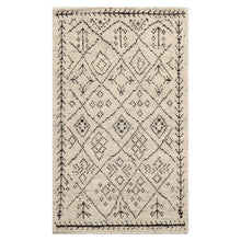 LoomBloom 3'x5' Ivory Hand Knotted Afghan Moroccan Modern & Contemporary Tribal Wool Oriental Area Rug