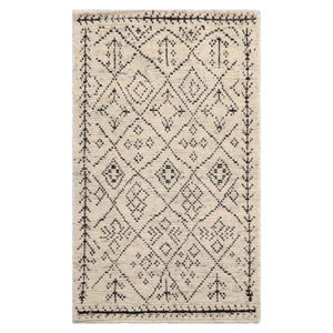 LoomBloom 3'x5' Ivory Hand Knotted Afghan Moroccan Modern & Contemporary Tribal Wool Oriental Area Rug