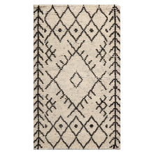 LoomBloom 3'x5' Ivory Hand Knotted Afghan Moroccan Modern & Contemporary Tribal Wool Oriental Area Rug