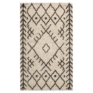 LoomBloom 3'x5' Ivory Hand Knotted Afghan Moroccan Modern & Contemporary Tribal Wool Oriental Area Rug