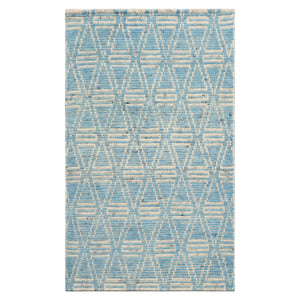 LoomBloom 3'x5' Blue Hand Knotted Afghan Moroccan Modern & Contemporary Tribal Wool Oriental Area Rug