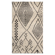 LoomBloom 3'x5' Ivory Hand Knotted Afghan Moroccan Modern & Contemporary Tribal Wool Oriental Area Rug