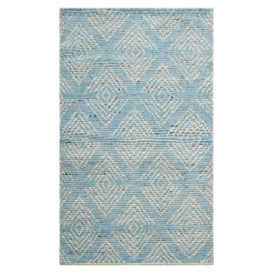 LoomBloom 3'x5' Blue Hand Knotted Afghan Moroccan Modern & Contemporary Tribal Wool Oriental Area Rug