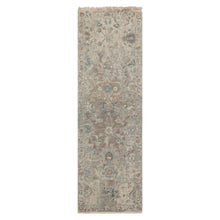 LoomBloom 2'6''x8' Beige Hand Knotted Distressed Quality Traditional Distressed Wool Oriental Area Rug
