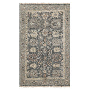 LoomBloom 3'x5' Slate Hand Knotted Distressed Quality Traditional Distressed Wool Oriental Area Rug
