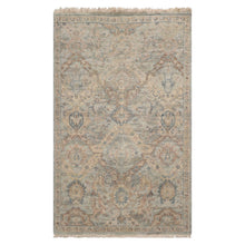 LoomBloom 3'x5' Mint Hand Knotted Distressed Quality Traditional Distressed Wool Oriental Area Rug