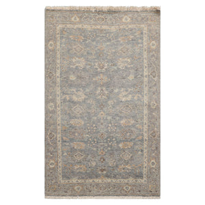 LoomBloom 3'x5' Slate Hand Knotted Distressed Quality Traditional Distressed Wool Oriental Area Rug