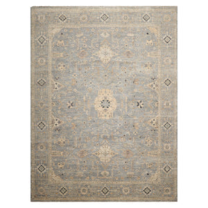 LoomBloom 9'x12' Slate Hand Knotted Khyber Traditional Oushak Wool Oriental Area Rug