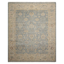 LoomBloom 8'x10' Blue Hand Knotted Distressed Traditional Oushak Wool Oriental Area Rug