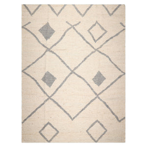 LoomBloom 9'x12' Oat Meal Hand Woven Organic Flatweave Traditional Geometric Wool Oriental Area Rug