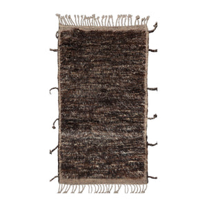 3'x5' Brown Hand Knotted Afghan Moroccan Modern & Contemporary Solid Wool Oriental Area Rug