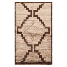 LoomBloom 3'x5' Beige Hand Knotted Afghan Moroccan Transitional Wool Oriental Area Rug
