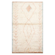 LoomBloom 3'x5' Ivory Hand Knotted Afghan Moroccan Tribal Geometric Wool Oriental Area Rug