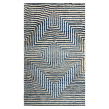 LoomBloom 3'x5' Blue Hand Knotted Afghan Moroccan Modern Designer Wool Oriental Area Rug