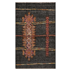 LoomBloom 3'x5' Charcoal Hand Knotted Afghan Moroccan Tribal Geometric Wool Oriental Area Rug