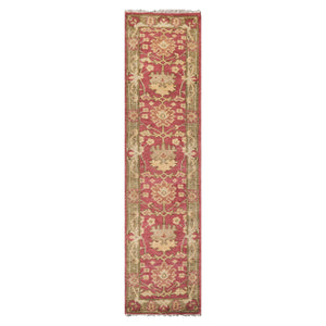 Multi Size Raspberry, Green Hand Knotted Oushak 100% Wool William Morris Arts & Crafts Oriental Area Rug Color