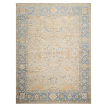 9x12 Beige, Aqua, Caramel Color Hand Knotted Afghan Oushak Wool Traditional Oriental Rug