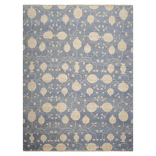 LoomBloom Multi Size Blue Hand Knotted Afghan Oushak Transitional All-Over Wool Oriental Area Rug