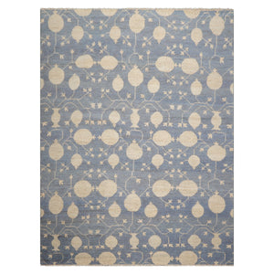 LoomBloom Multi Size Blue Hand Knotted Afghan Oushak Transitional All-Over Wool Oriental Area Rug