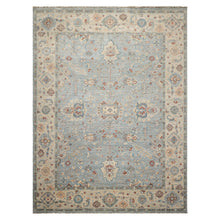 9x12 Blue, Tan, Rust Color Hand Knotted Khyber Wool Traditional Oriental Rug
