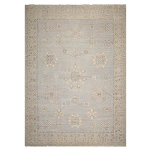 10x14 Gray, Beige, Taupe Color Hand Knotted Afghan Oushak Wool Traditional Oriental Rug