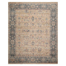 8x10 Beige, Tan, Rose Color Hand Knotted Distressed Wool Traditional Oriental Rug