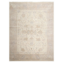 9x12 Ivory, Taupe, Tan Color Hand Knotted Afghan Oushak Wool Traditional Oriental Rug