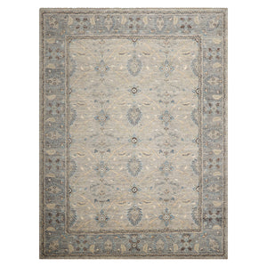 9X12 Gray Beige, Tan, Turquoise Color Hand Knotted Khyber Wool Traditional Oriental Rug