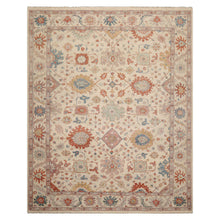 8x10 Beige, Rose, Gray Color Hand Knotted Distressed Wool Traditional Oriental Rug